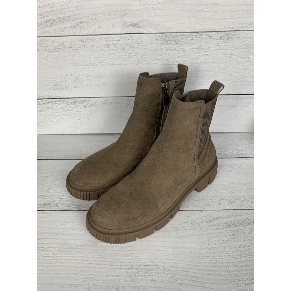Blondo Posey Women's Size 7.5 Brown Suede Waterproof Chunky Chelsea Ankle Boots